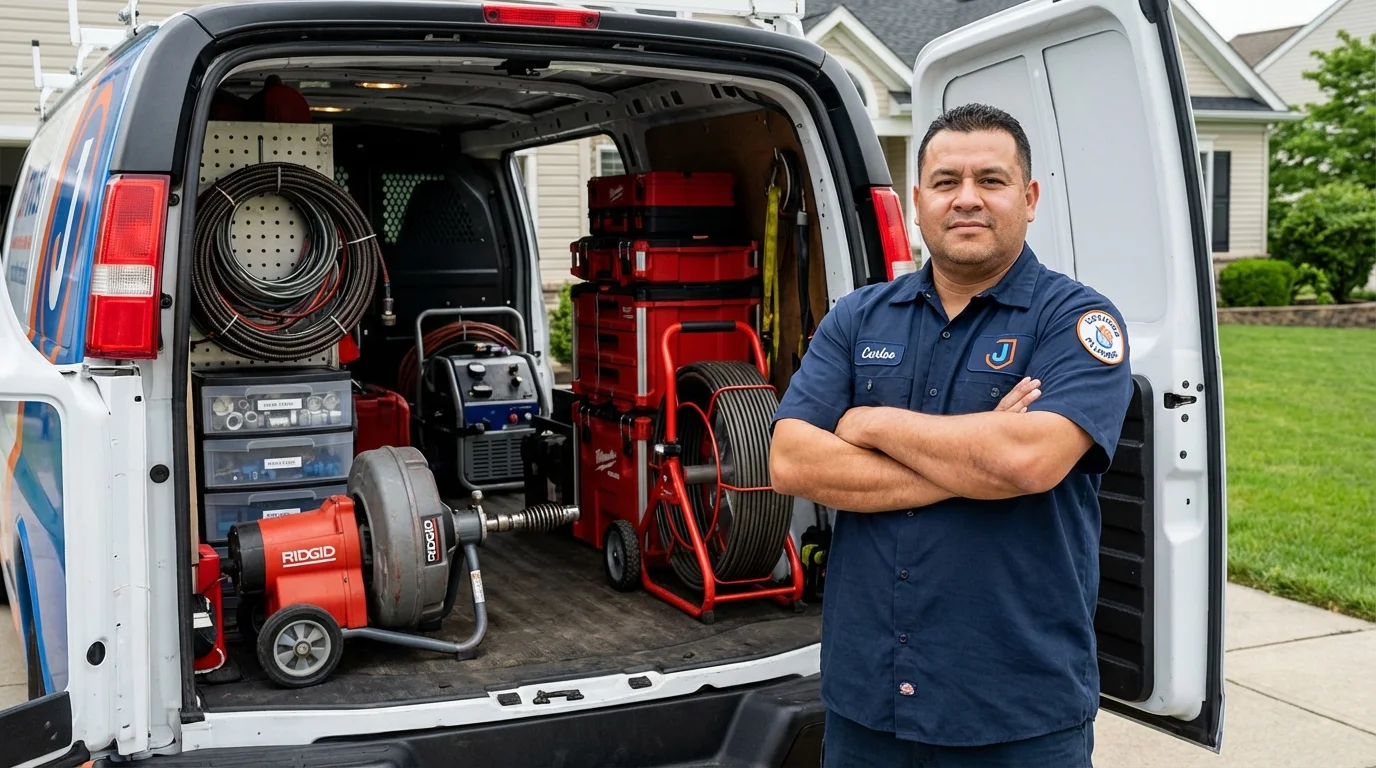 Professional drain cleaning equipment and Johns Plumbing LLC plumber in Enola