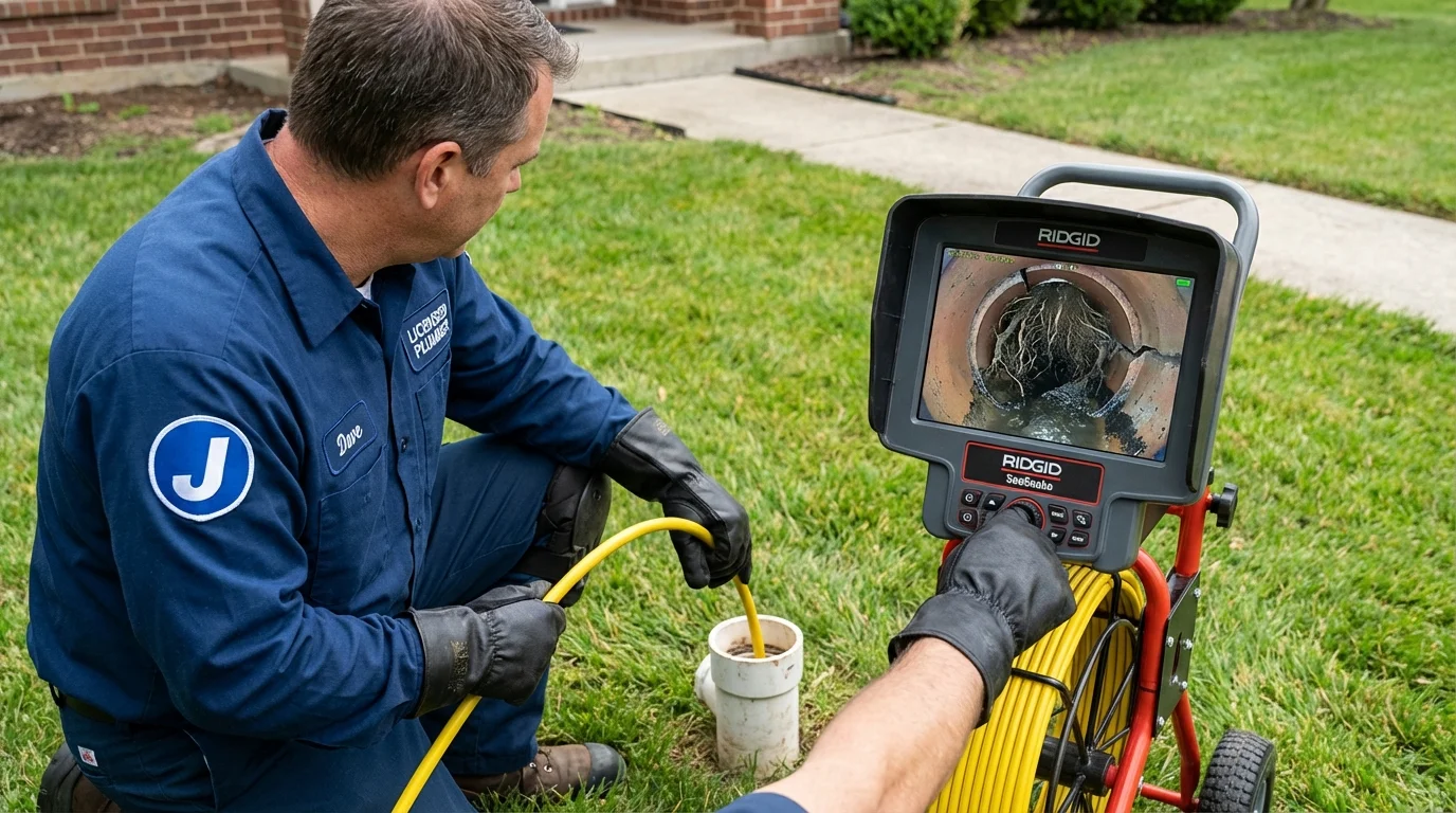 Sewer camera inspection being performed by Johns Plumbing LLC in Enola